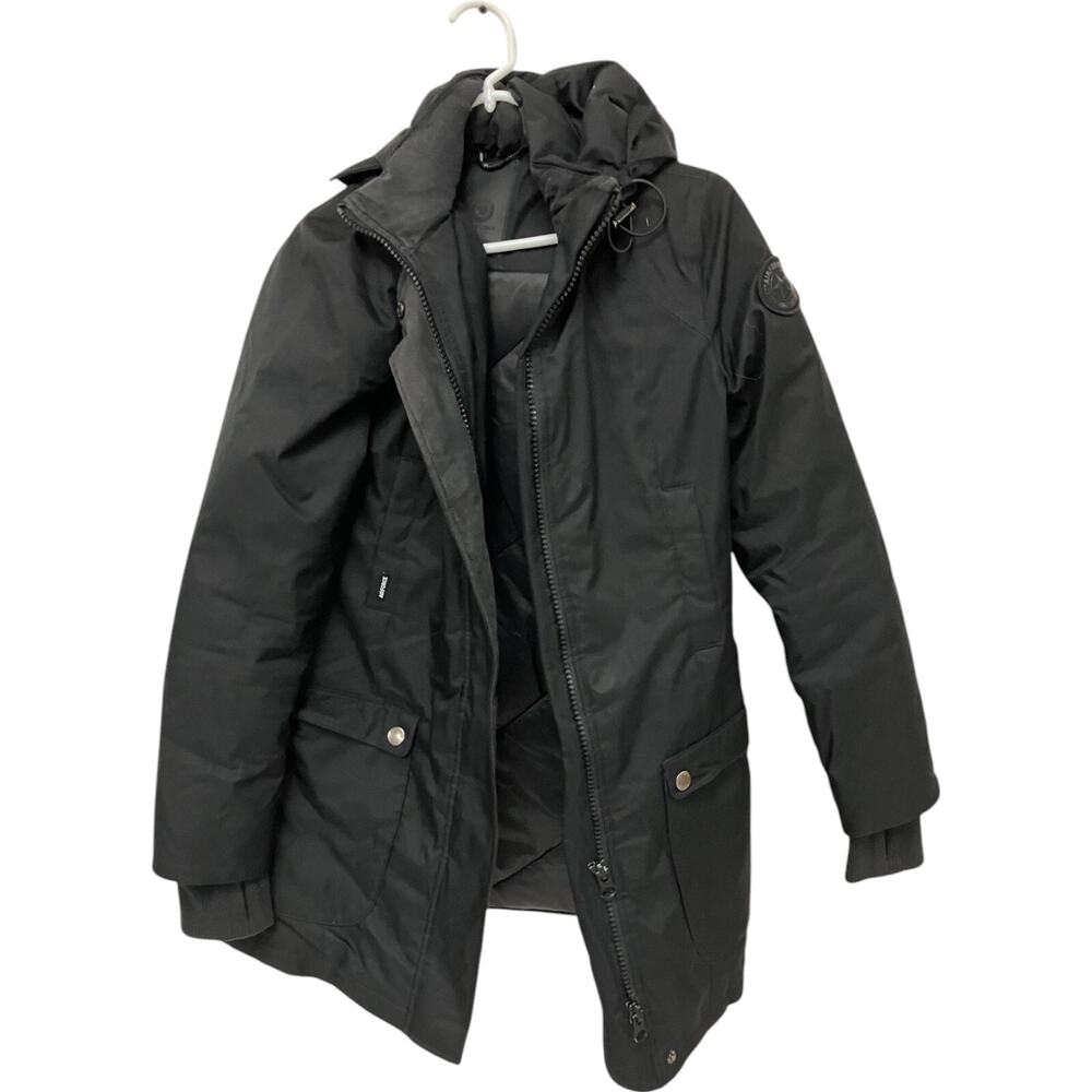 Air Force Peace and Freedom Womens S Parka Jacket Full Zip Hooded Black Pockets
